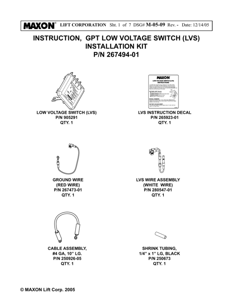 M 05 09 Gpt Low Voltage Switch Lvs Installation Kit P N 267494 01 Manualzz