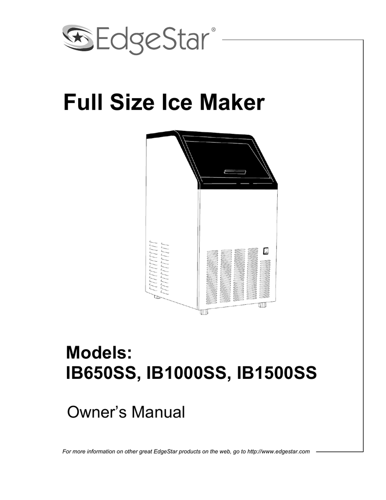 EdgeStar IB1000SS Ice Maker User manual Manualzz