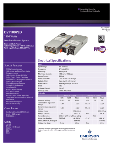 Datasheet For Ds1100ped 3 001 By Artesyn Embedded Technologies Manualzz
