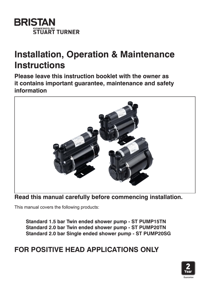 Bristan ST PUMP20SG 2 Bar Single Ended Shower Pump Shower & Bath Taps