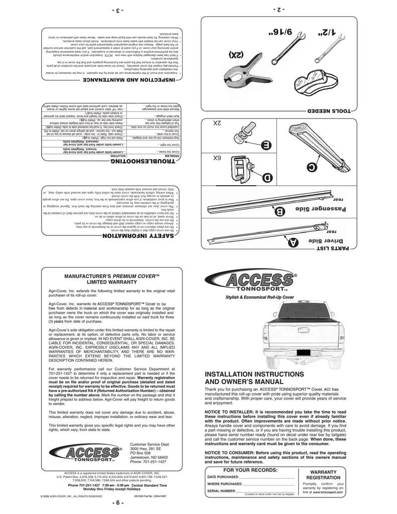 Real Series Xr Tonneau Cover Installation Instructions Manualzz