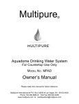 Drinking Water System MPAD Owner's Manual