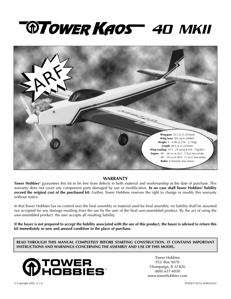 tower hobbies airplane kits