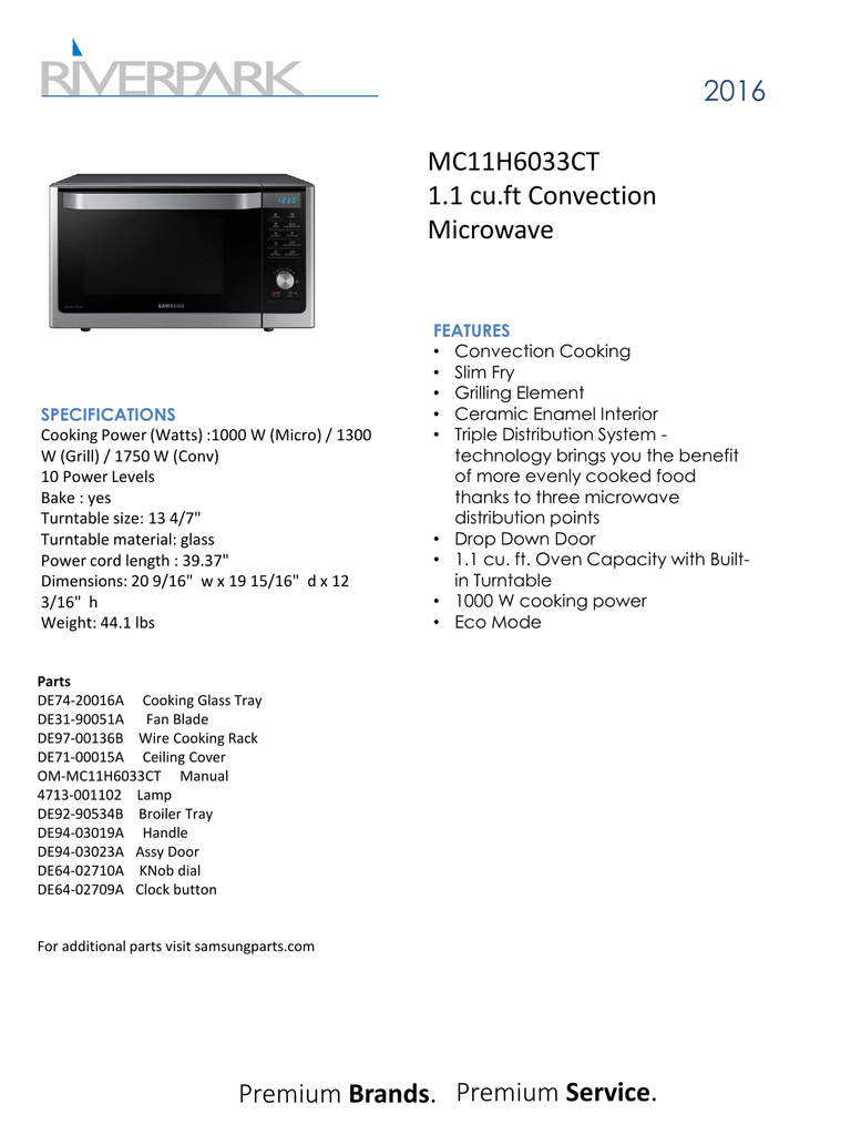 Mc11h6033ct 1 Cu Ft Convection Microwave 2016 Manualzz 1 Cu Ft Convection Microwave