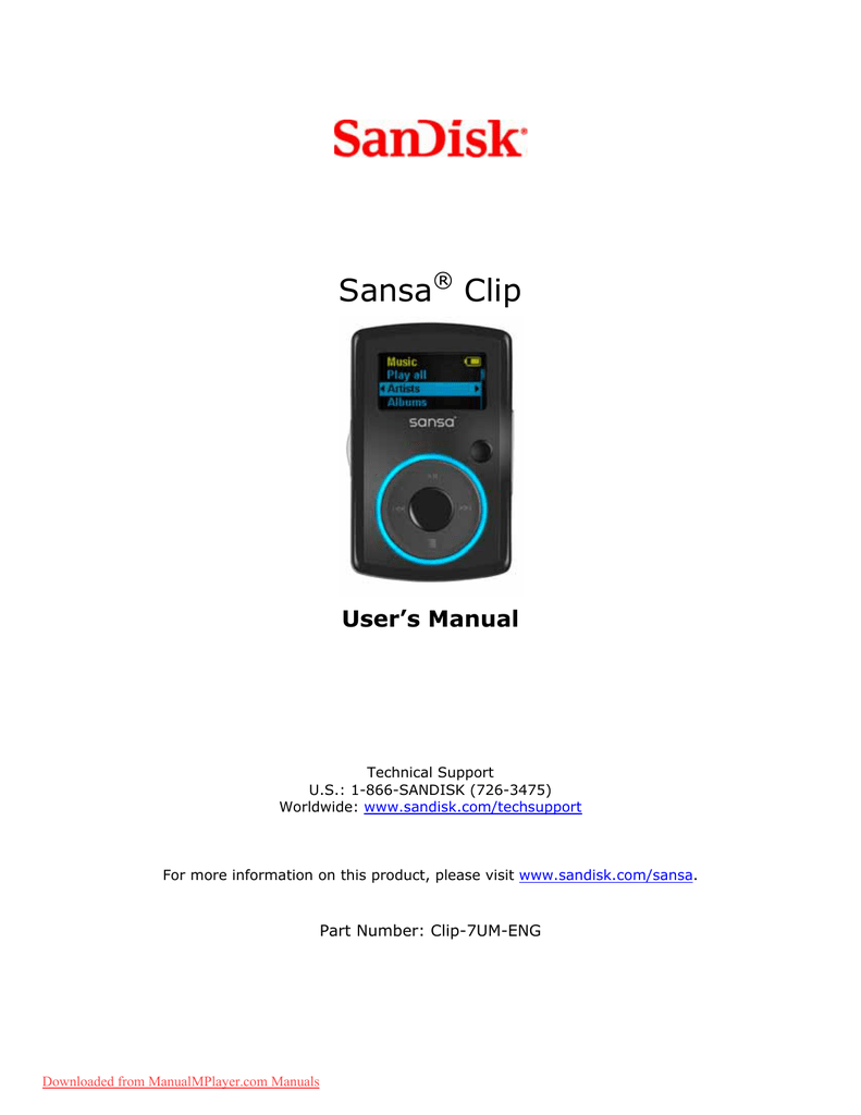Sandisk Manuals For Mp3 Players