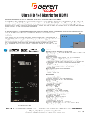 Ultra HD 4x4 Matrix for HDMI | Manualzz