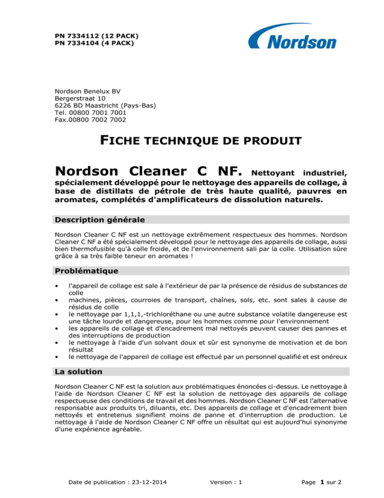 Nordson Cleaner C Nf Pn And Tds French Manualzz