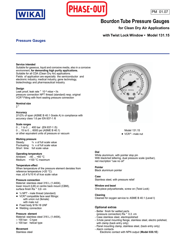 316 Stainless Steel Socket 4.5 Dial Size 1/2 NPT Lower Connection 316 Stainless Steel Bourdon Tube and Tip 0/350 bar Pressure Range 4.5 Dial Size Ashcroft Inc. Ashcroft Duragauge Type 1279 Black Phenolic Case Pressure Gauge Solid Front Case 316 Stainless Steel Socket 4.5 Dial Size 1/2 NPT Lower Connection 316 Stainless Steel Bourdon Tube and Tip 0/350 bar Pressure Range 4.5 Dial Size Ashcroft Inc. Ashcroft Duragauge Type 1279 Black Phenolic Case Pressure Gauge Solid Front Case