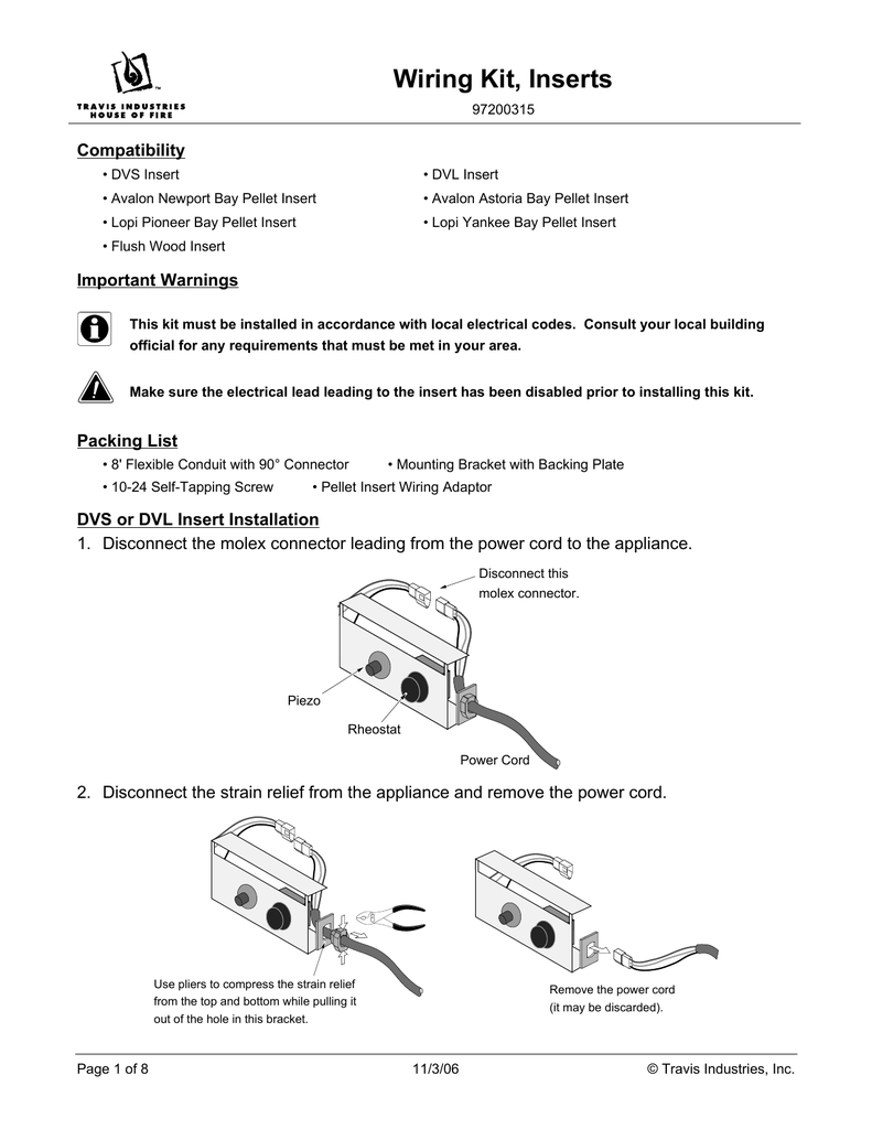 Fireplace Insert Wiring Kit Instructions | Manualzz