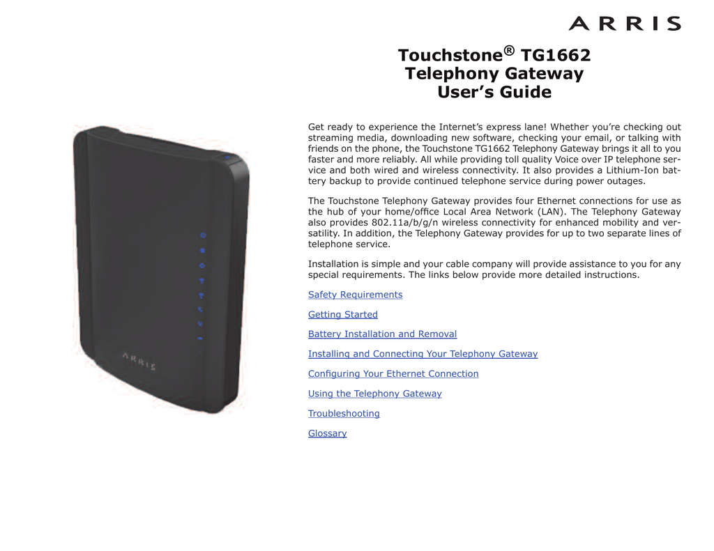 Arris TG16G User Manual  Manualzz