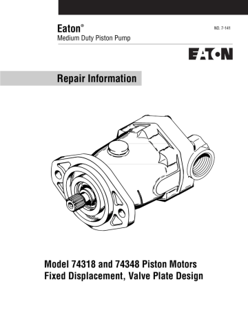 Eaton 74318 & 74348 Piston Motors Repair Information | Manualzz