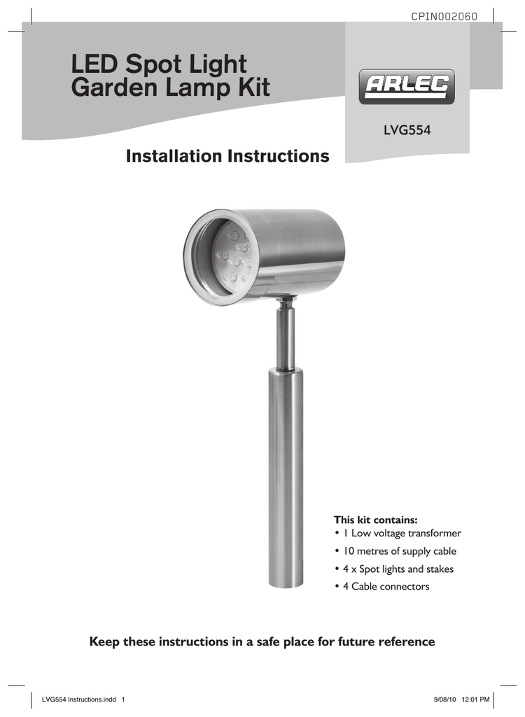 Led Spot Light Garden Lamp Kit Installation Instructions