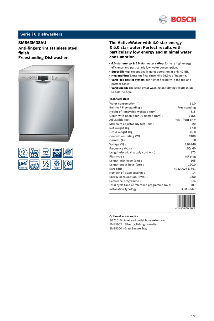 bosch serie 8 sms88ti01a