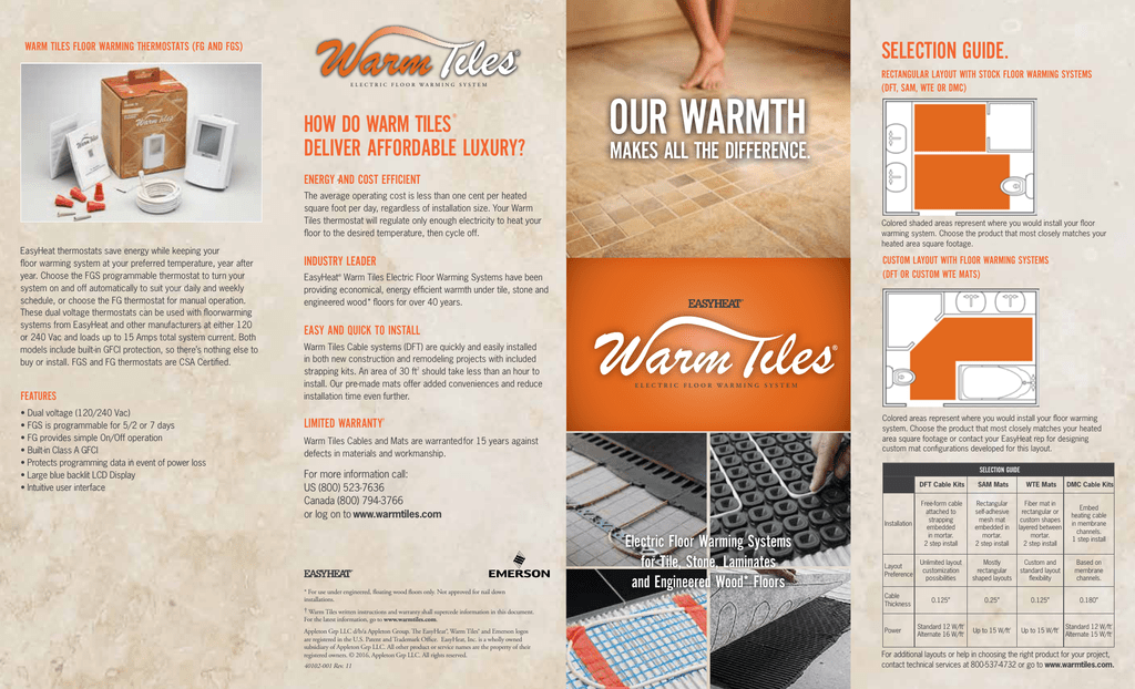 Warm Tiles Family Brochure 40102 Manualzz, Easy Heat Warm Tiles Manual