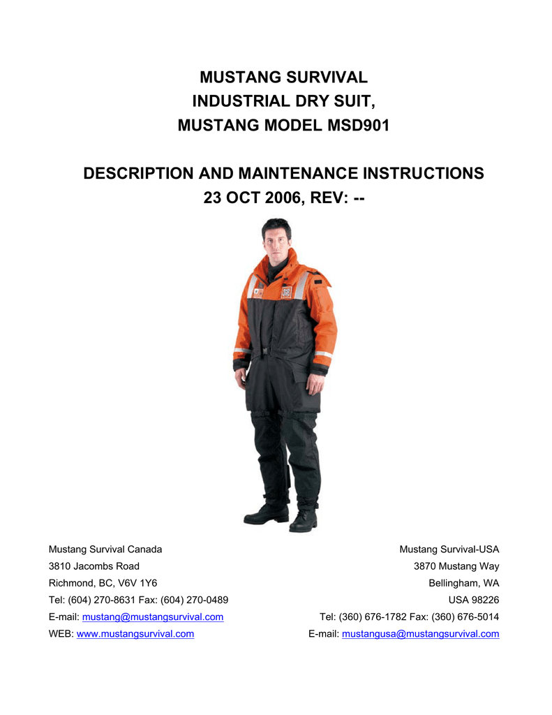 Mustang Survival Suit Size Chart