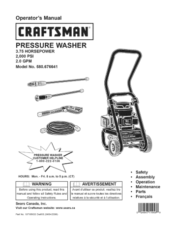 Craftsman 580676641 Pressure Washer Owner's Manual | Manualzz