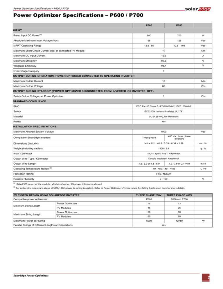 SolarEdge Optimizer User Guide and Specs | Manualzz