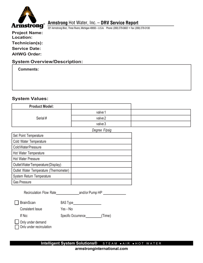 Drv Service Report Template Manualzz