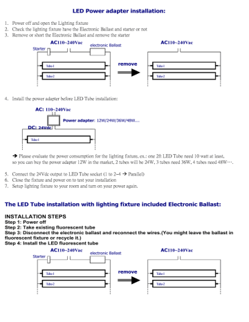 The Led Installation With Lighting Fixture Manualzz The Led Installation With Lighting, How To Wire A 4 Bulb Fluorescent Fixture Led