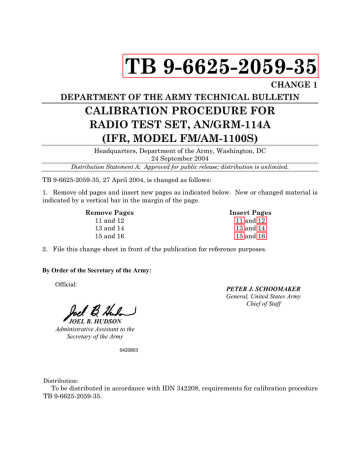AN/GRM 114 (military version of IFR 1000S) Calibration Manual | Manualzz
