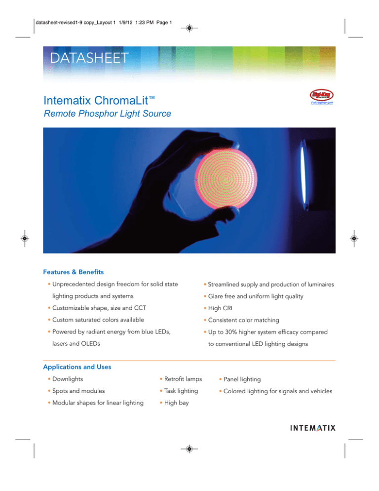 Chromalit Remote Phosphor Light Source Datasheet Manualzz