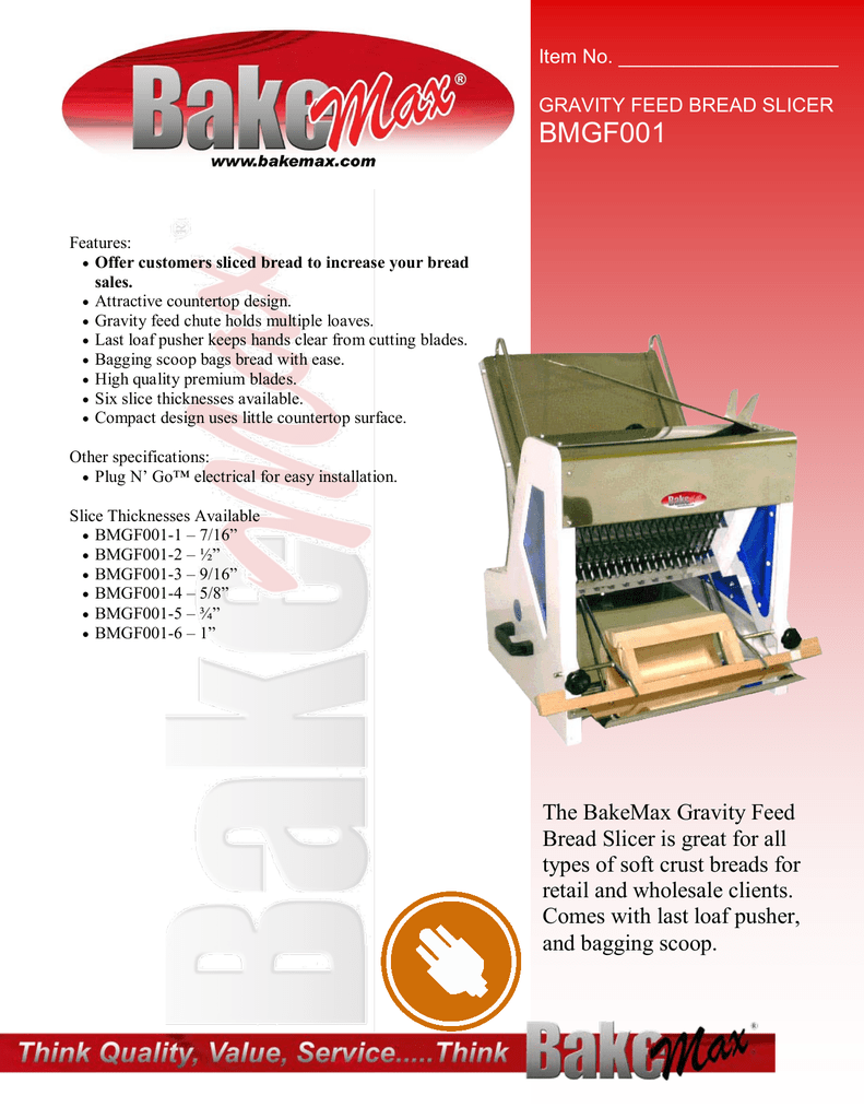 Gravity Feed Bread Slicer Bmgf001 Manualzz Com