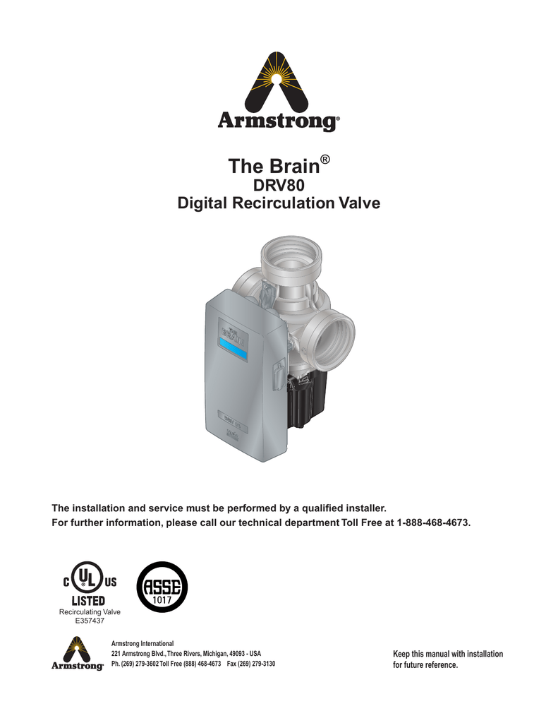 IOM - The Brain® DRV80 Digital Recirculation Valve | Manualzz