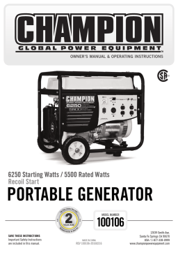 Champion 100106 Portable Generator Owner's Manual