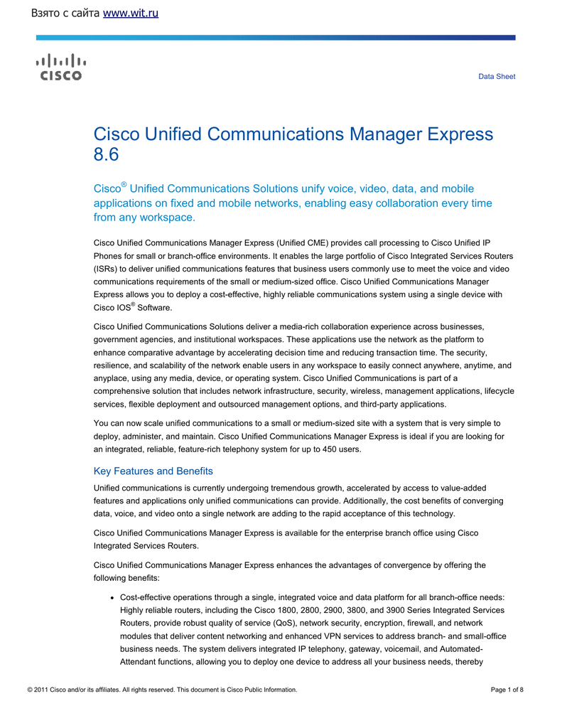 cisco call manager express features