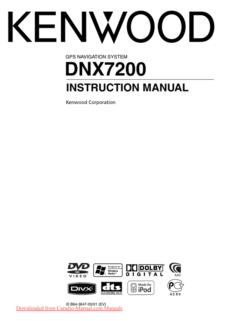 Kenwood DNX7200 User Guide Manual Manualzz