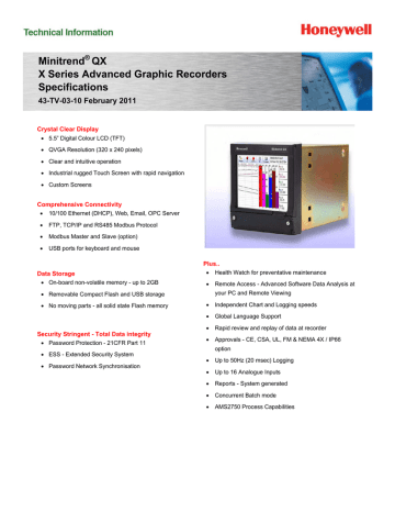 Minitrend QX Honeywell | Manualzz