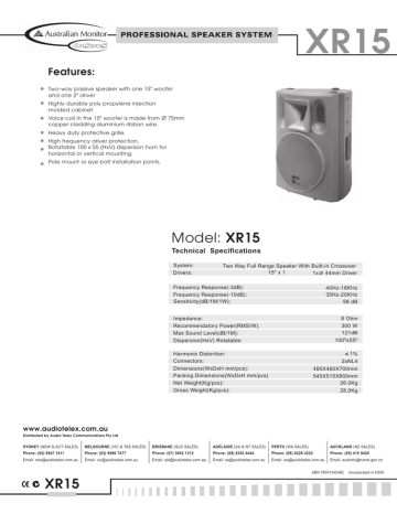 XR15 Brochure | Manualzz