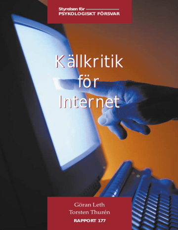 Källkritik för Internet (Styrelsen för psykologiskt försvar) (pdf 
