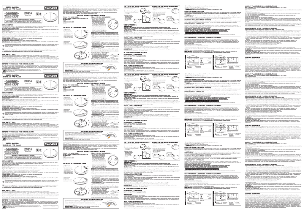 First Alert Pr710 Safe Manual For First Alert 10 Year Sealed Battery Photoelectric Smoke Alarm With Slim Design Pr710 Manualzz