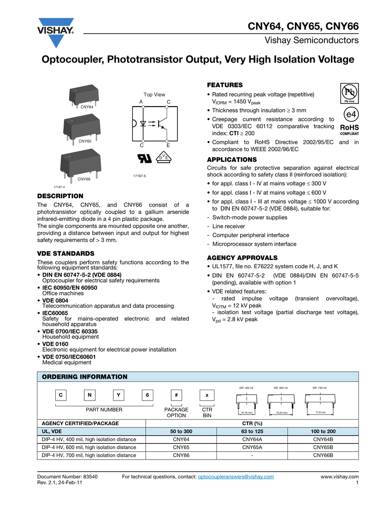 4x org cny-65 Optokoppler Hochvolt Very high isolement Voltage