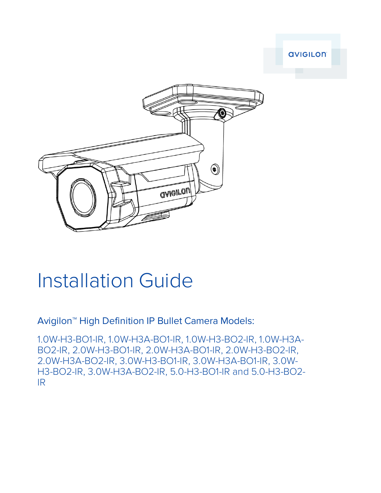 Avigilon 3.0W-H3A-BO1-IR Installation Manual | Manualzz