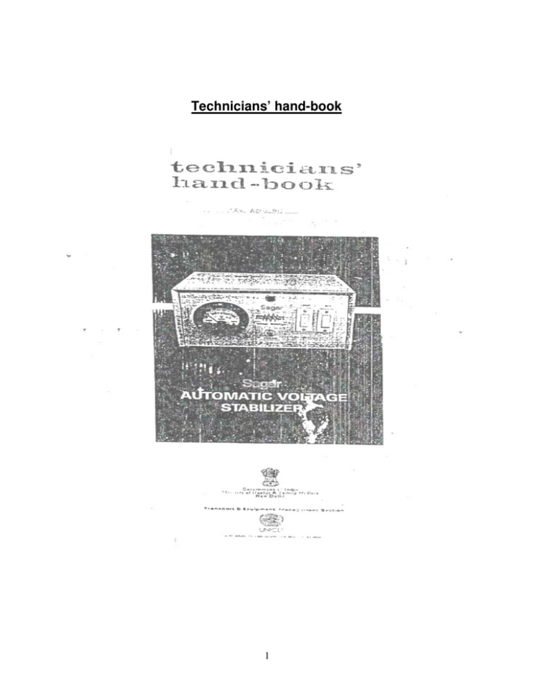 Technician Handbook For 1 KVA Sagar Automatic Voltage Stabilizer | Manualzz