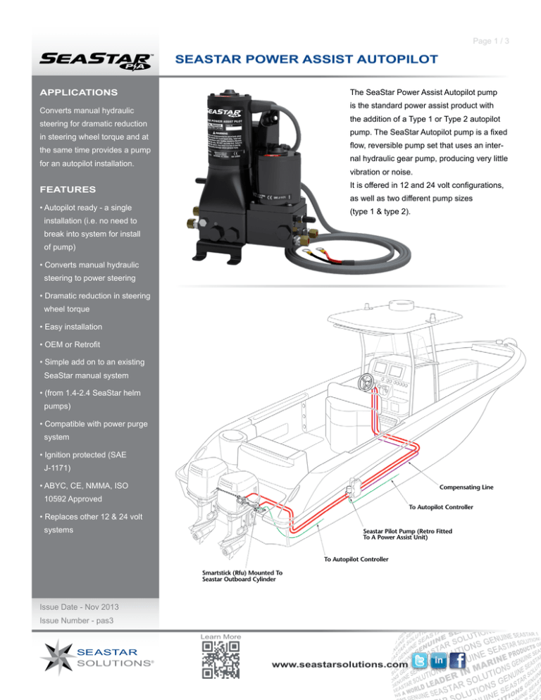 SeaStar Power Assist Autopilot Datasheet Manualzz