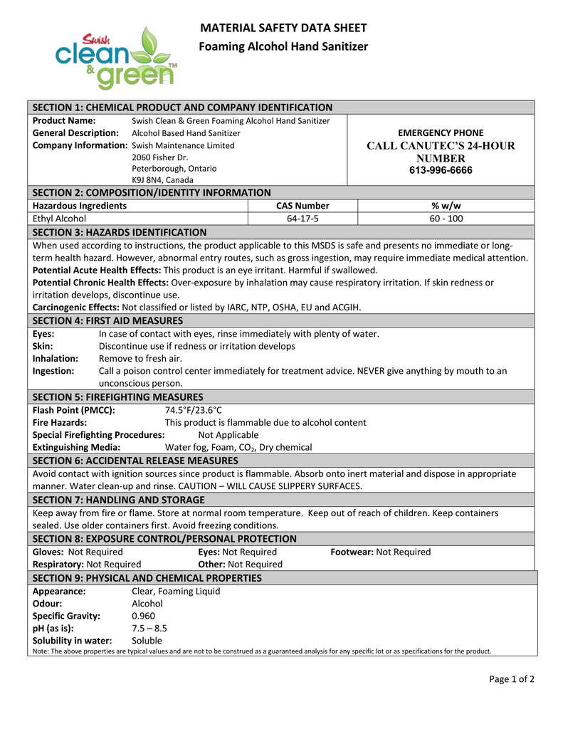 Download Safety Data Sheet Hand Sanitiser Pictures Best Information