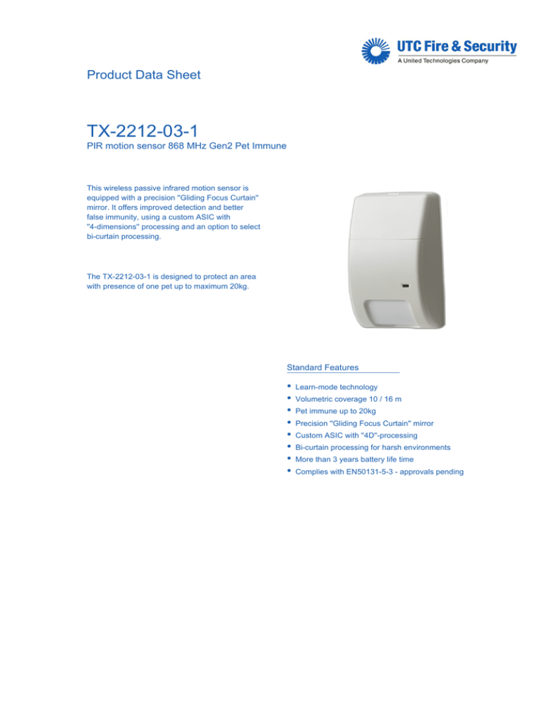 Utc Ge Security Pir Motion Sensor 868 Mhz Gen2 Pet Immune Manualzz