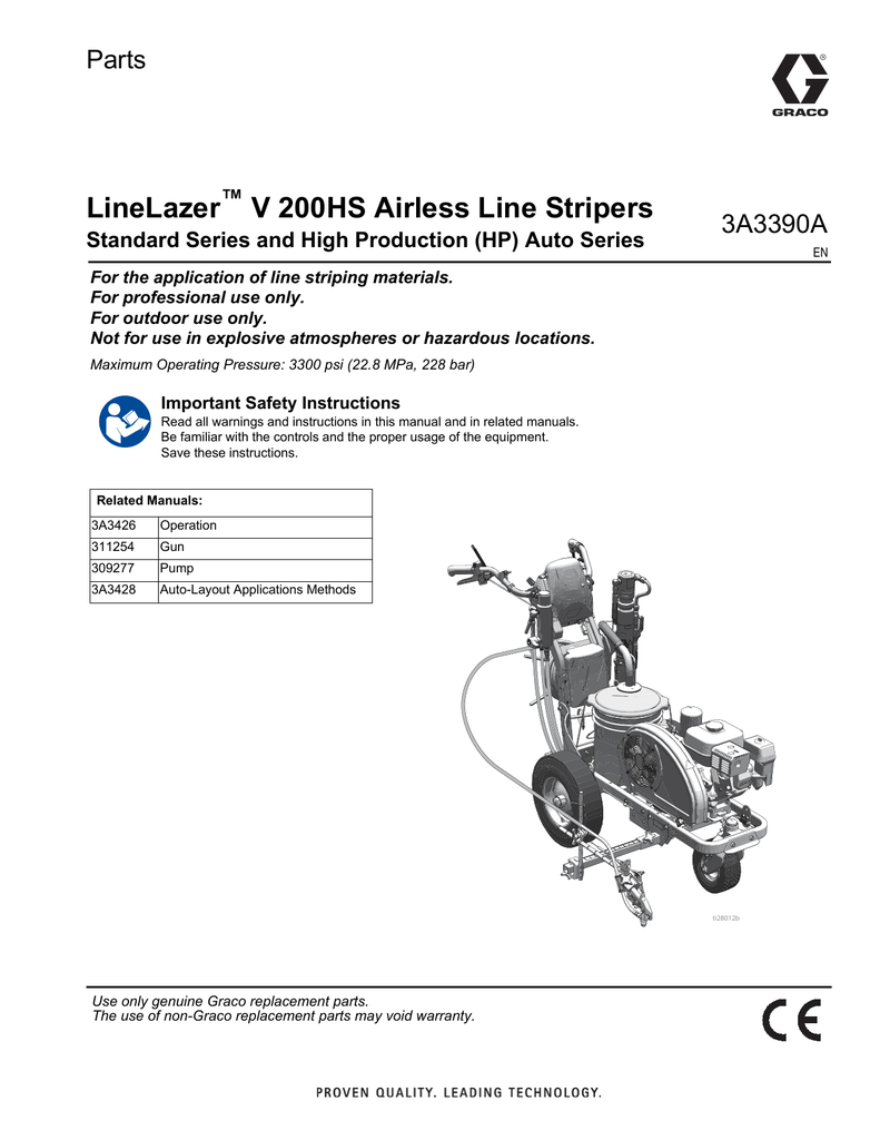 Graco 3A3390A, LineLazer V 200HS Airless Line Stripers, Parts Owner's
