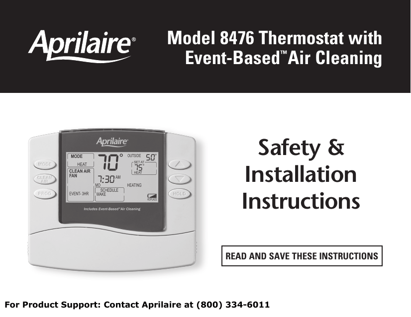 Aprilaire Model 8476 Thermostat Installation Manual | Manualzz Aprilaire Thermostat Manualzz