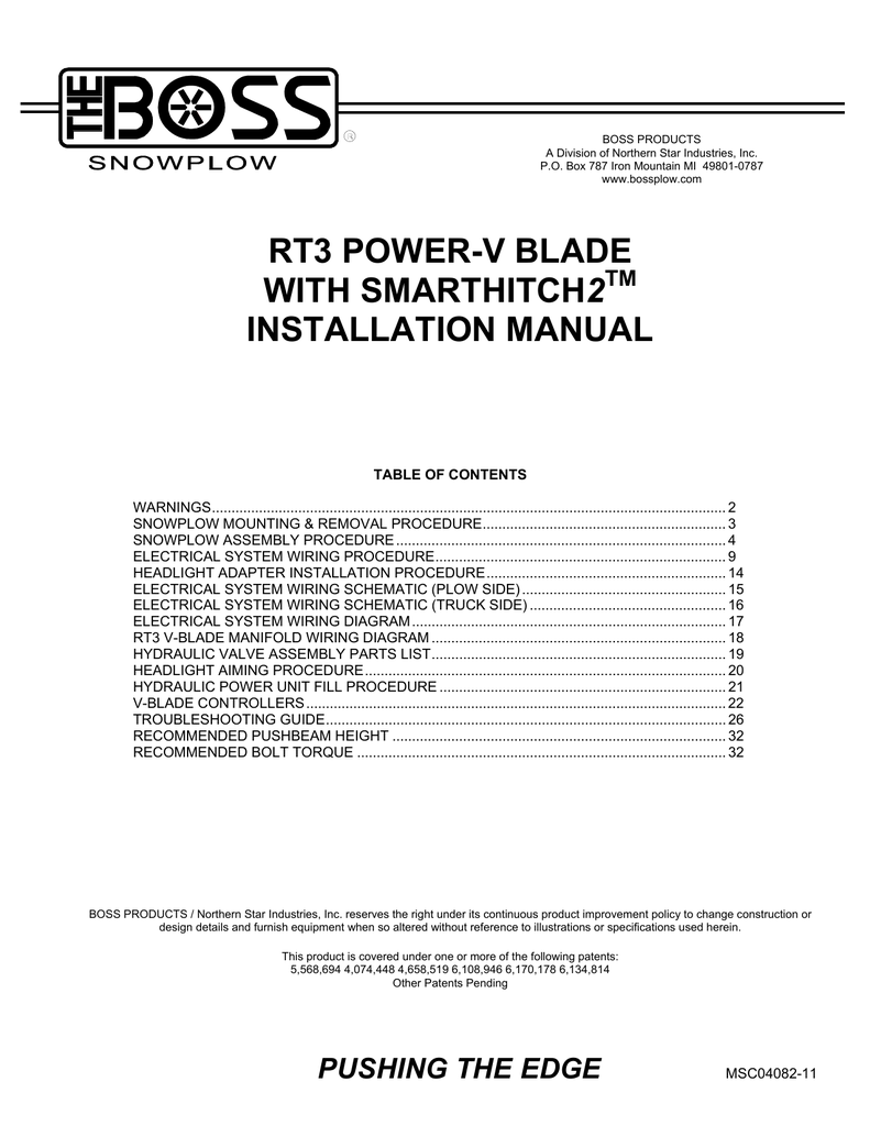 RT3 Power-V Blade with SmartHitch2 Installation Manual ... boss rt3 v blade wiring diagram 