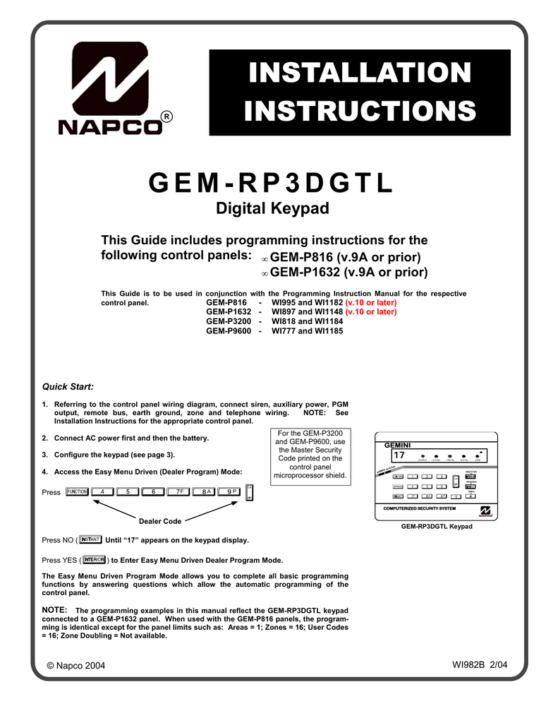 Napco GEM P816 V2 Compatible Replacement Battery