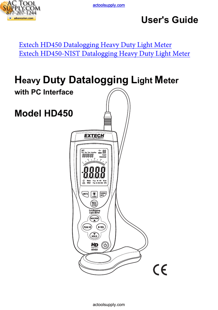 Extech HD450NIST Datalogging Heavy Duty Light Meter with NIST