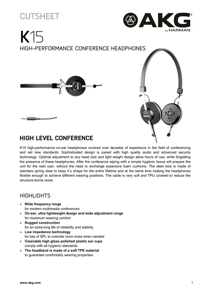 AKG K15 Data Sheets | Manualzz