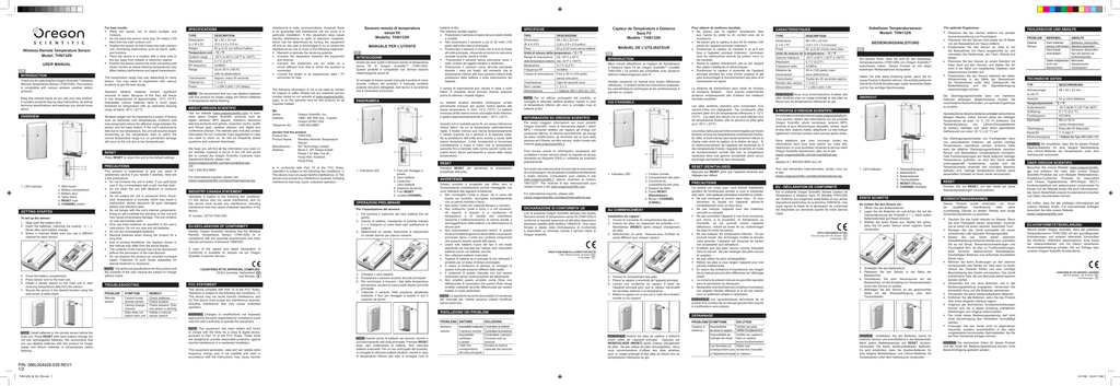 Manuale Oregon Scientific THN132N (Italiano - 2 pagine)