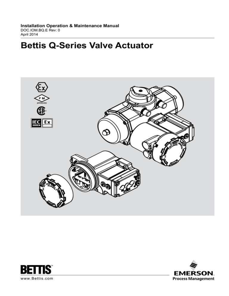 Bettis Q-Series Actuator Installation Operation & Maintenance Manual
