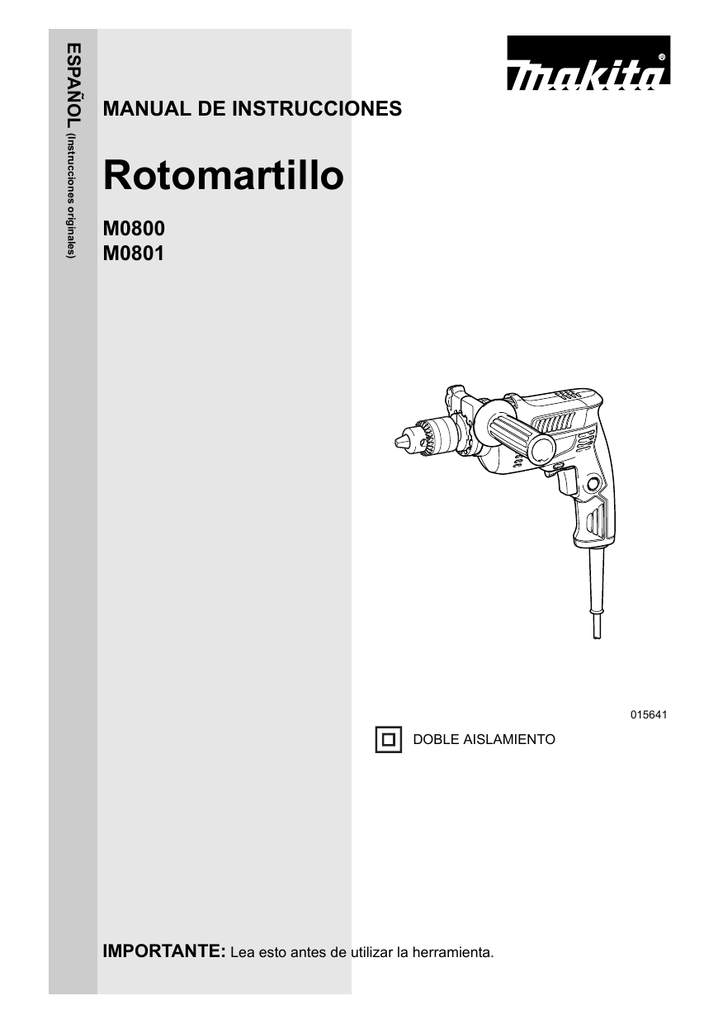 Rotomartillo MANUAL DE INSTRUCCIONES M0800 M0801 | Manualzz