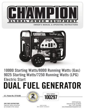 champion generator 100297